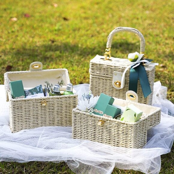 Handwoven Rattan vintage purse Bag Natural Chic Casual Handbag Beach Sea tote Ba - Picture 5 of 5